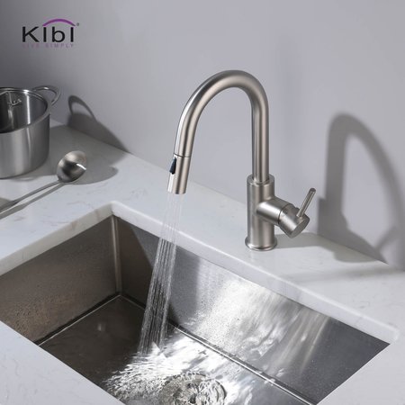 Kibi Circular Single Handle Pull Down Kitchen & Bar Sink Faucet with Soap Dispenser C-KKF2011BN-KSD100BN